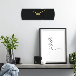 Wallity Origami Metal Wall Clock - APS097 Negro y Dorado